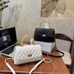 Túi Nữ Chanel Coco Trắng Đen Quai Vàng